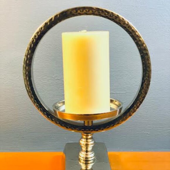Beautiful Silverplate Circular Hammered Candle Holder, Centerpiece Candle Holder - Picture 12 of 12